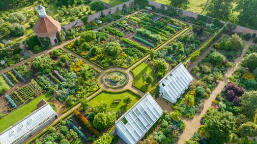 Aerial view of the Kitchen Garden third of the Walled Garden at Felbrigg
